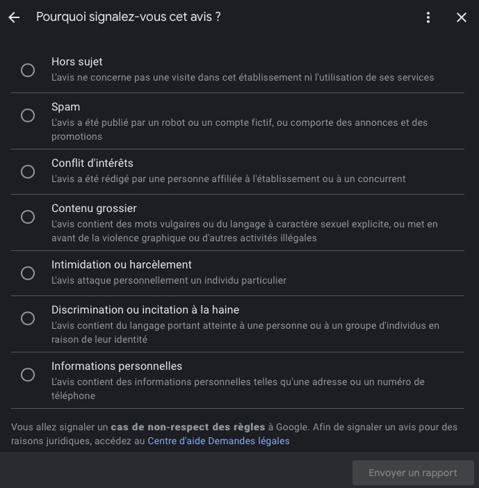 signaler avis negatif Google