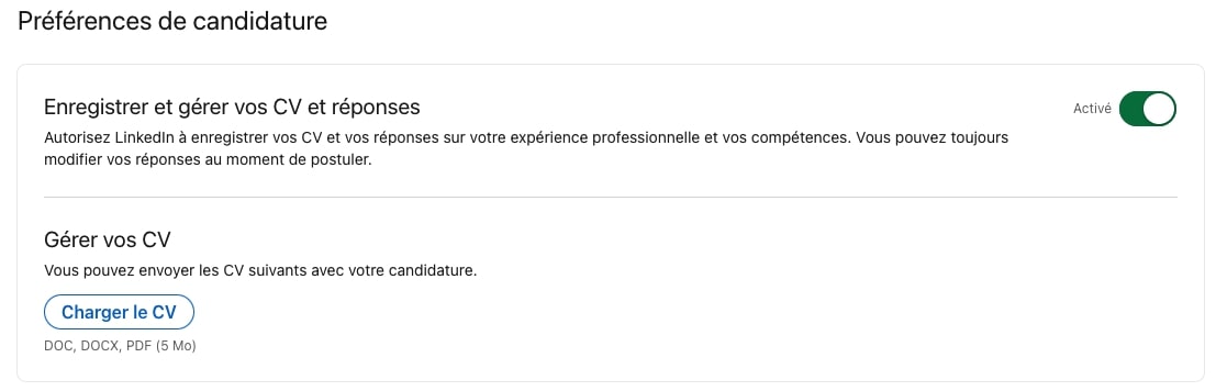 preferences de candidature